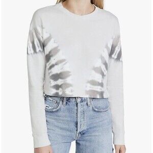 Beyond Yoga Weekend Boxy Cropped‎ Pullover Gray Tie Dye Sweatshirt Women's LARGE